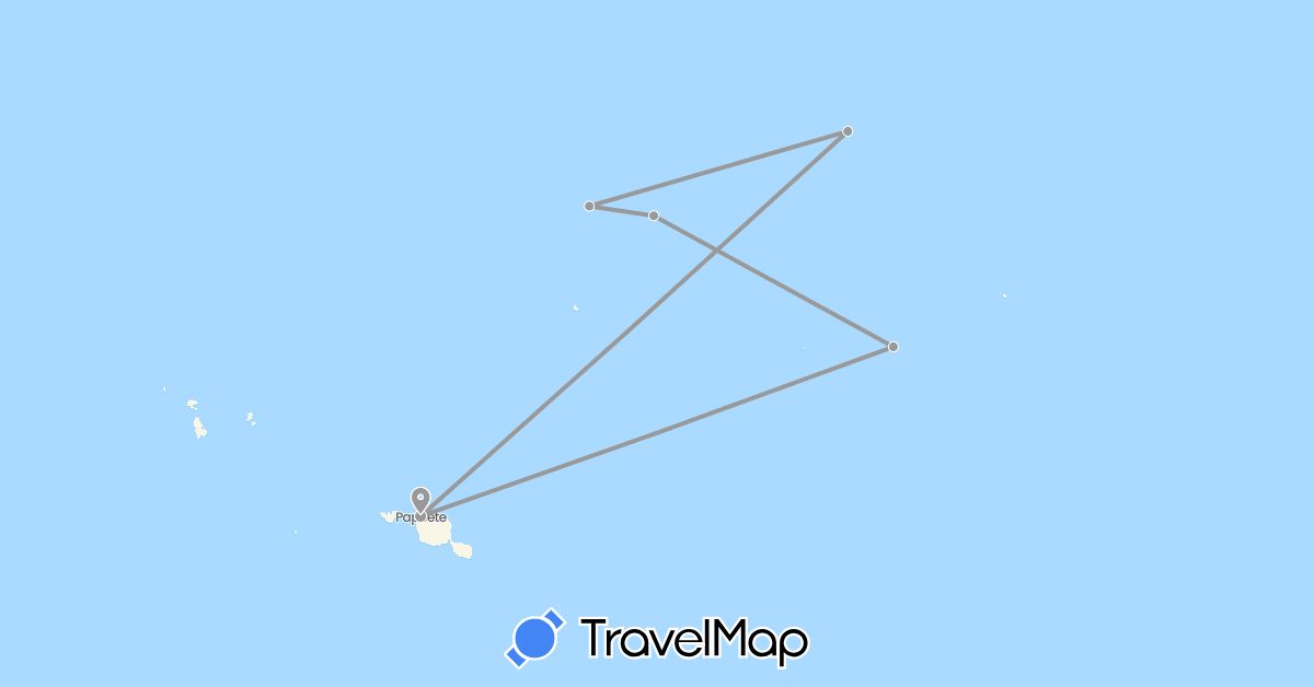 TravelMap itinerary: plane in French Polynesia (Oceania)